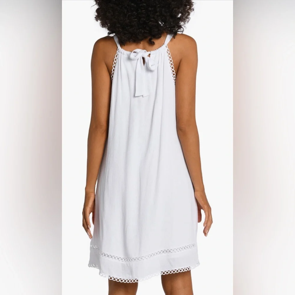 La Blanca Illusion Crinkle Cover-Up Dress, White, X-Small, $93